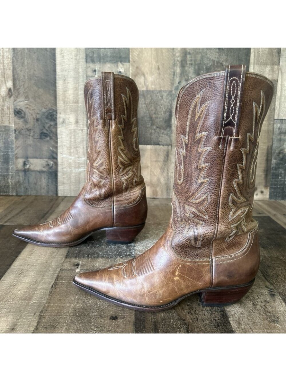 Charlie 1 Horse By Lucchese Pointed Toe Western Cowboy Boots Womens 7.5 B - Picture 12 of 12